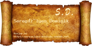 Seregélyes Dominik névjegykártya